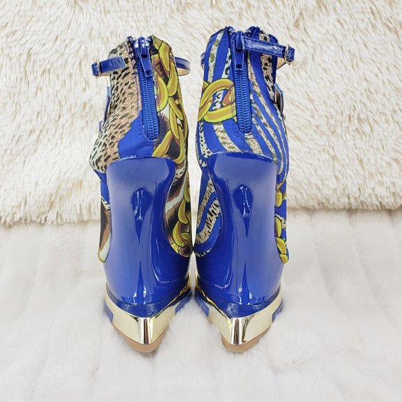 2 Pairs 6" Heel less wedge Shoes 1 Blue 1 Purple Size 6 Brand NEW - Picture 7 of 16